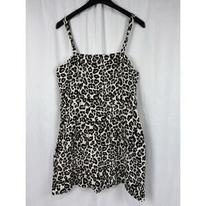 ASOS Thin Strap Leopard Print Dress Fit & Flare Sundress Front Pockets Size 10